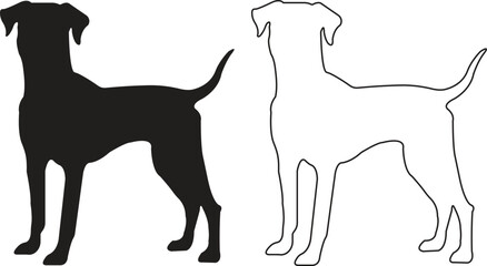 Dog icons set trendy black flat, outline styles. Wildlife signs. Animal silhouette symbols template for graphic and website designs vectors illustration collection isolated on transparent background.