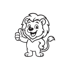 cute lion mascot giving thumbs up