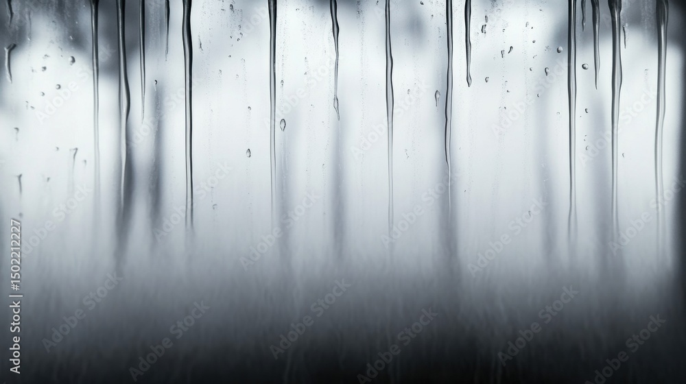 Poster frozen water droplets on a window pane creating a beautiful abstract pattern. the textures create a 