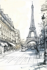 paris street scene eiffel background parisian