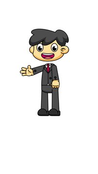Businessman Cartoon Chibi, Office Man Talking Animation, Loop Clip with Greenscreen 