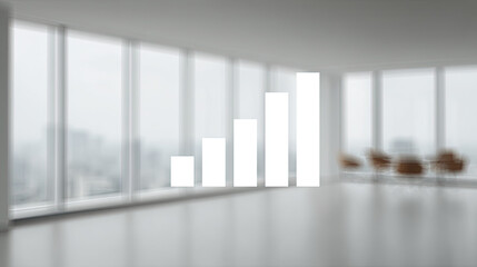 Fototapeta premium Signal strength icon with increasing bars in modern office space