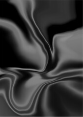 Luxurious black satin fabric with elegant flowing curves and soft, shiny texture, perfect for a fashion backdrop or decorative design