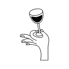 Wine Glass Icon. Hand Holding Wine Glass Illustration.