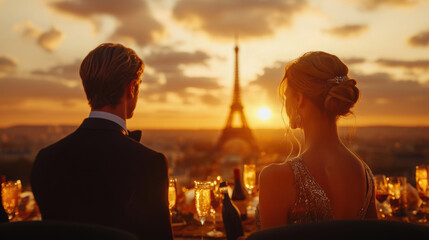 paris man suit shirt tie sunset