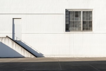 Minimalist architectural wall with steps and window