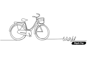 Hand-drawn bicycle line art drawing. World Bicycle Day concept background. Vector illustration