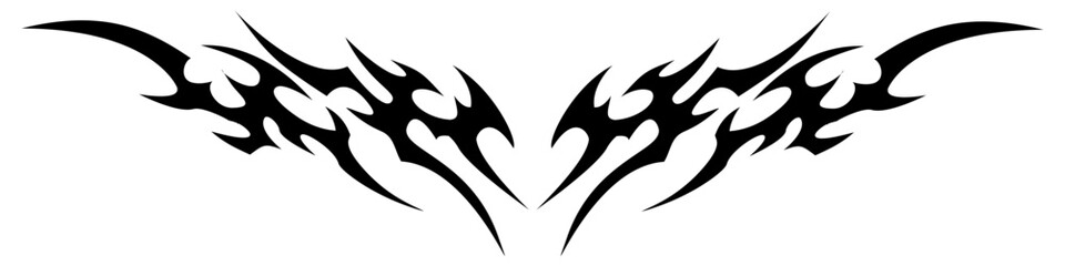 Heart shaped neo tribal Y2k style tattoo design with transparent background