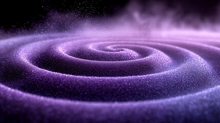 Minimalist Design of Concentric Geometric Rings Formed From Soft Violet Powder and Bloom Trails a Smooth Surface