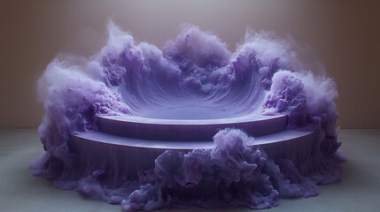 Minimalist Design of Concentric Geometric Rings Formed From Soft Violet Powder and Bloom Trails a Smooth Surface