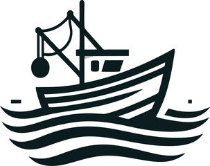 Fishing Boat Logo - Classic Fisherman Boat Vector - Nautical & Professional Design