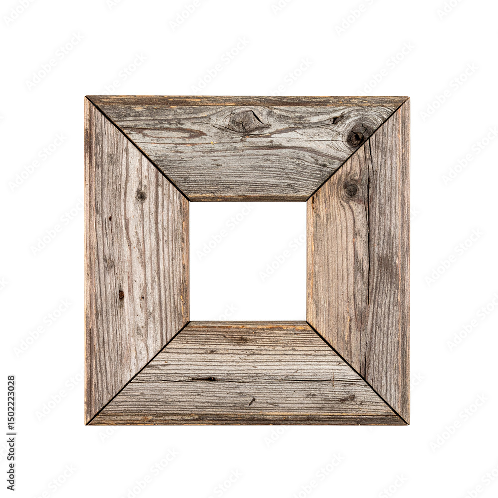 Poster rustic weathered wooden frame square empty design art on transparent background