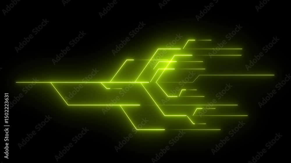Poster neon circuit board lines. abstract technology neon circuit board. digital circuit board components. 