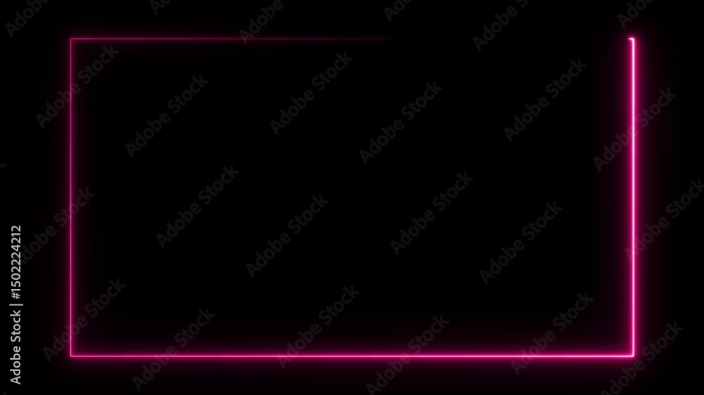 Poster a sleek, glowing purple neon frame on a dark background, creating a futuristic and digital display s