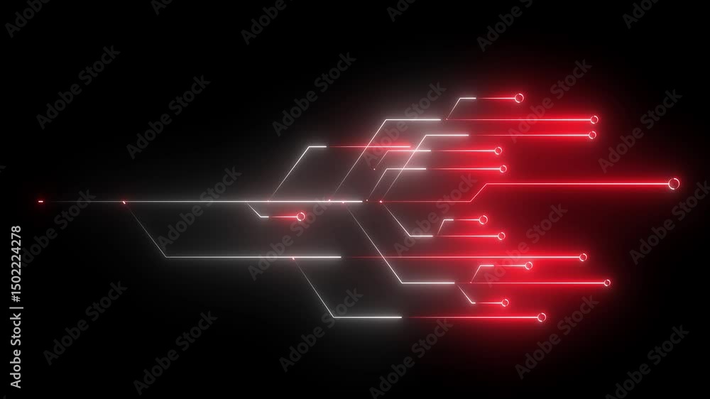 Aufkleber neon circuit board lines. abstract technology neon circuit board. digital circuit board components. 