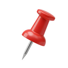 Red Push Pin, 3d rendering. isolated on white or transparent background. PNG