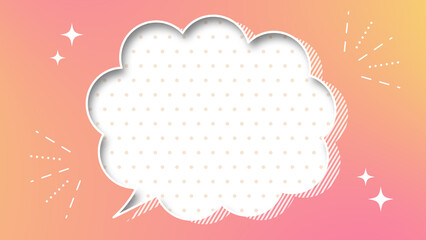 雲のフレームと弾ける線のポップな背景