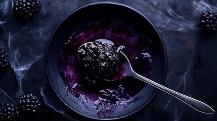 Blackberry Dessert with Smoke Effect