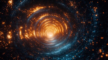 Swirl of Light Travels Across a Textured Horizon As Bloom Smoke Trails Rise Through Coded Stars and Cyber Sky Patterns