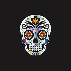 Day of the Dead Sugar Skull. Vector Illustration. Isolated on black background.
Skull with floral ornament. Day of the Dead. Vector illustration.