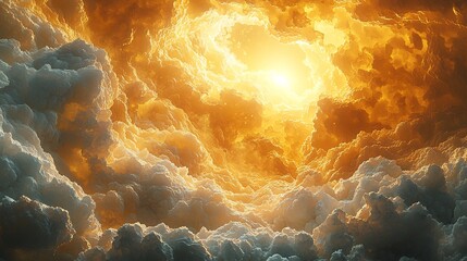 The Sun Breaks Through a Surreal Cosmos Casting Golden Light Over Cloud Dust and Fractal Marble Textures In Motion