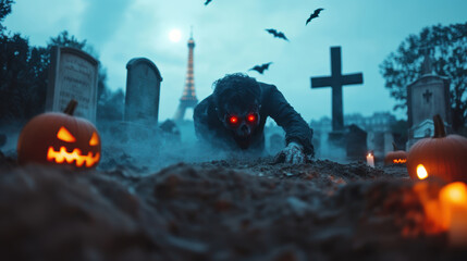 paris scene graveyard eiffel background creature