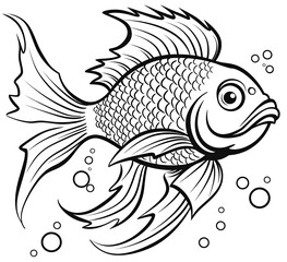 Obraz premium A cute fish, coloring page.