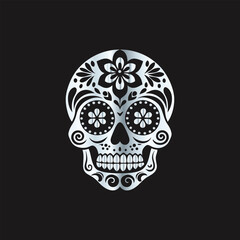 Day of the Dead Sugar Skull. Vector Illustration. Isolated on black background.
Skull with floral ornament. Day of the Dead. Vector illustration.