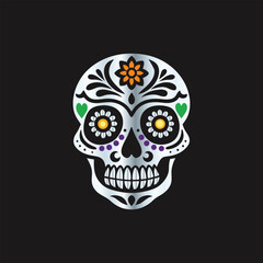 Day of the Dead Sugar Skull. Vector Illustration. Isolated on black background.
Skull with floral ornament. Day of the Dead. Vector illustration.
