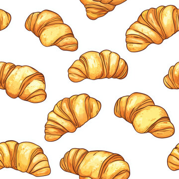 paris pattern croissants backgroundcroissant seamless white