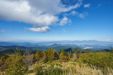 長野県　ビーナスライン　美ヶ原高原からの景色
