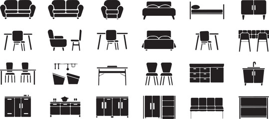 set of black and white silhouettes