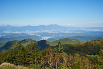 長野県　ビーナスライン　美ヶ原高原からの景色
