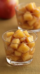 Warm spiced apple compote with ginger. Flavor-packed senior dessert, digestion-friendly, soft texture.