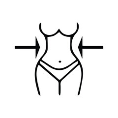 Women's Waist Icon. Illustration of Women's Slim Hips. Women's Diet Program Sign With Arrow Sign On Waist.