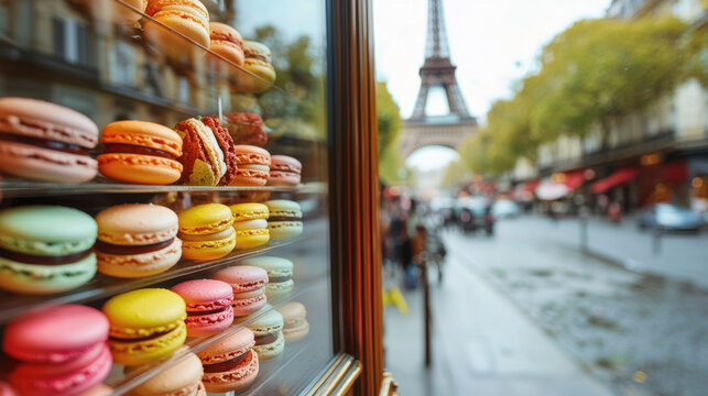 paris window variety macarons city street