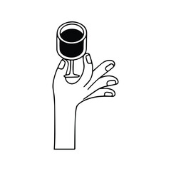 Wine Glass Icon. Hand Holding Wine Glass Illustration.