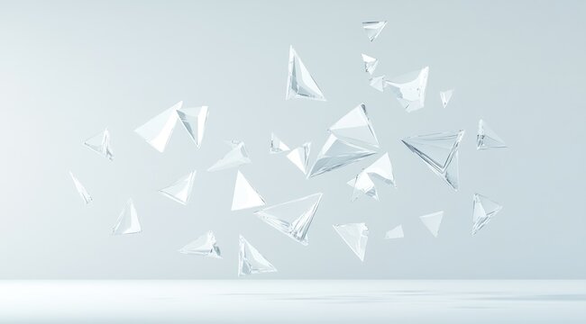 Light-gray background with many translucent triangular shapes