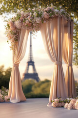 paris archway eiffel background variety flowers