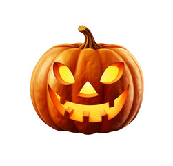 Fototapeta premium Festive Halloween Jack-o-lantern Pumpkin with Glowing Face on Black Background