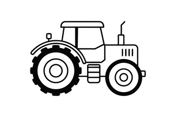 cartoon vector illustration of a tractor with large rear wheels and detailed cabin
