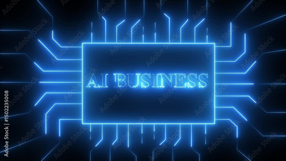 Aufkleber abstract glowing ai business text learning and artificial intelligence business, modern technology, 