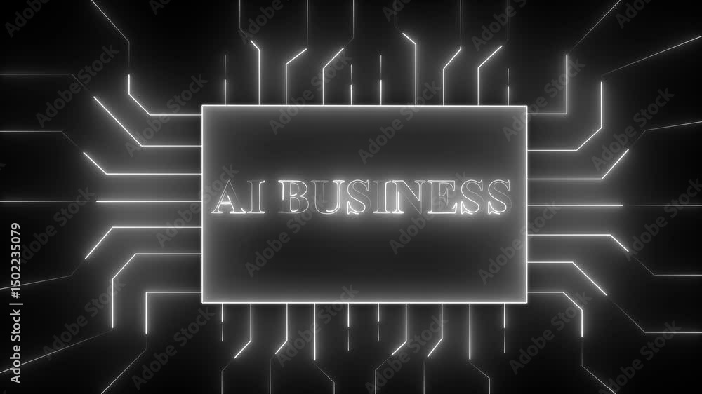 Aufkleber abstract glowing ai business text learning and artificial intelligence business, modern technology, 