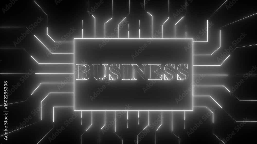 Poster abstract glowing business text learning and artificial intelligence business, modern technology, int