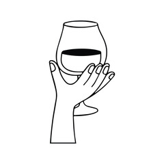 Wine Glass Icon. Hand Holding Wine Glass Illustration.