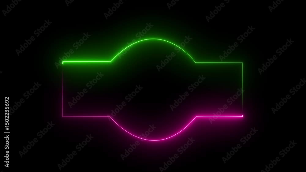Poster seamless loop animated rectangle picture frame with two tone neon color 4k video motion graphic isol