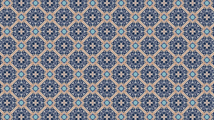 Geometric abstract floral repeat seamless pattern design for home decor and textile design.