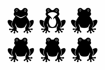 Naklejka premium Set of Green frog silhouette vector black on white background