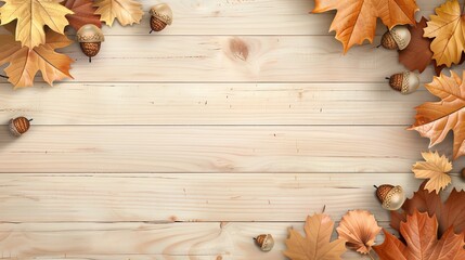 Top view autumn background with colorful leaves, perfect for headers, banners, seasonal designs, and cozy fall-themed projects.
