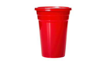 A tall, cylindrical, bright red container with a snug-fitting lid.  The smooth surface reflects light